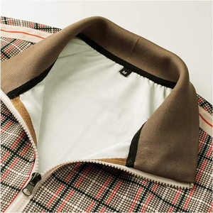 OEM Plaid Print Tracksuit Set Full Zip Stand Collar Jacket <b>Jogger</b> <b>Polyester</b> Spandex Stretch Private Label Manufacturer Pakistan - Product Image 2