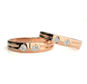 925 Sterling <b>Silver</b> Rose Gold Plated Double Stone Couple <b>Rings</b> - Product Image 1