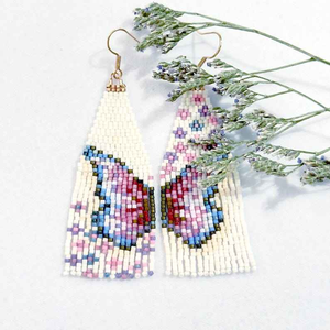 Handmade Fashion Drop <b>Earrings</b> for Women New Design Long Tassel Beaded Embroidery Lock Pattern Elegant - Product Image 6
