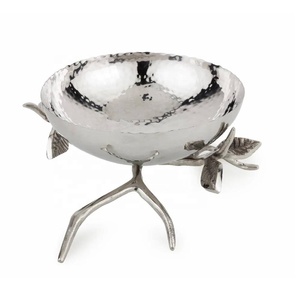 Bol en acier inoxydable martelé ovale moderne de haute qualité bol décoratif bol de service en acier inoxydable pour fruits sucrés aux noix, etc. - Product Image 2