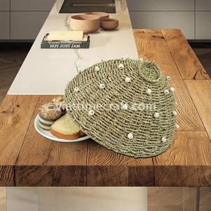 Cubierta de comida de algas marinas tejida ecológica con cuentas Protector de comida de mesa sostenible Producto de cocina al por mayor - Product Image 3