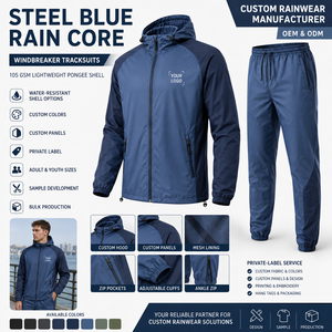 Unisex Waterproof Windproof Tracksuit Hooded Back <b>Zip</b> Pocket Solid Color Sporty Lightweight Polyester Summer Wear Custom Logo - Product Image 5