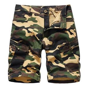 Shorts de sport camouflage personnalisés pour hommes grandes tailles, pantalon cargo en coton tricoté à motif uni, taille mi-haute avec braguette boutonnée, décontracté, nouveau design tendance - Product Image 2