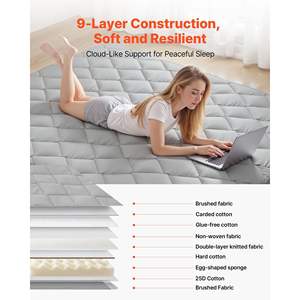 Matelas Tatami Pliable Japonais à 9 Couches Taille Queen 80 X 60 X 3,5 Pouces Gris Sac de Rangement à Fermeture Éclair pour Dortoir Yoga Sommeil - Product Image 3