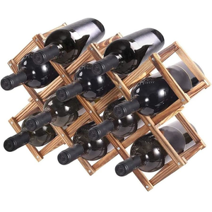 Wood Wine Bottle Holding Rack Modern Wooden Wine Bottle Rack Rustic Design Wood Wine Bottle Holder for Party Use - Product Image 1