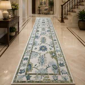 Premium Traditional Eco-Friendly Hand Knotted Wool Floral Oushak <b>Runner</b> Rug - Product Image 1