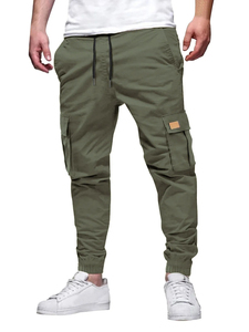 Pantalones Tácticos con Decoración de Botones, Estilo Frontal Plano, Pantalones Cargo Tácticos para Hombre con Múltiples Bolsillos, Transpirables, Color Oliva, para Senderismo - Product Image 4
