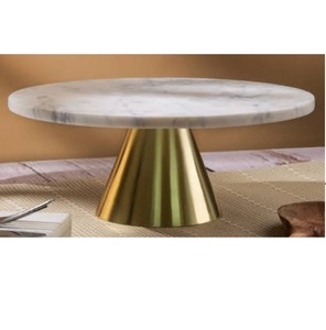 Excellent Design Metal Cake Stands With Marble Top Tabletop Decorative Stylish Cake Stand for Home Hotel Restaurant Use - Product Image 1