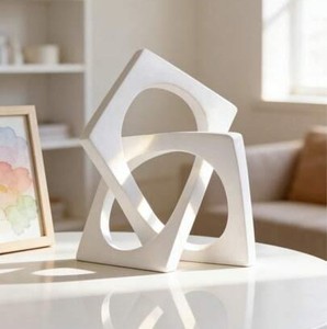 Escultura Metálica Geométrica Moderna, Pieza de Arte Abstracta para Decoración del Hogar, para Exhibición en Mesa de Sala de Estar - Product Image 2