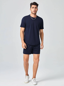 High Street Fashion Wear Men's T Shirts New Fashionable Men Two Pieces <b>Set</b> Short Sleeve Gradient Color Summer Fit <b>Twin</b> <b>Set</b> - Product Image 3