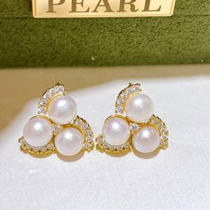 ต่างหูมุกน้ำจืดนำเข้าคุณภาพสูง แบรนด์ Haoshi ตัวเรือนเงินแท้ เครื่องประดับแฟชั่น - Product Image 2