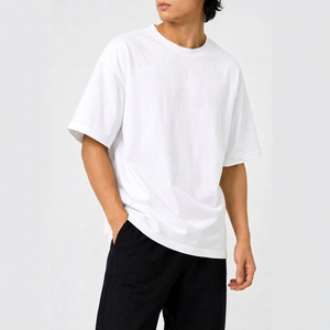 Men's Oversized Plain <b>White</b> Cotton Jersey T-<b>Shirt</b> O-Neck Short Sleeve Casual Solid Color Blank Design - Product Image 1