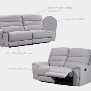 Canapé sectionnel inclinable minimaliste Goodnite Malaysia, ensemble 1, 2 ou 3 places, rembourrage en mousse haute densité, revêtement en tissu durable - Product Image 3