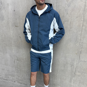 Huili Oem Lightweight Sportswear Sets <b>Men</b> Windbreaker Tracksuits Shorts Set Custom Color Block Windbreaker <b>Jacket</b> and Short Set - Product Image 6