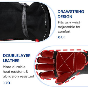Gants de sécurité pour soudeurs TIG/MIG industriels, résistants, en cuir et Kevlar, protection contre les éclaboussures de métal fondu, personnalisables, professionnels - Product Image 2