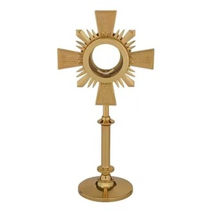 Monstranza de Latón Chapado en Oro, Espejo Decorativo Religioso de Mesa, Diseño Circular, Acabado Pulido, para Uso en Iglesias Católicas - Product Image 6