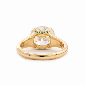 3.5ct Old Mine Cut Lab Grown Diamond 18K Solid Yellow Gold Ring for Women Luxury Half Bezel <b>Statement</b> Solitaire Engagement Ring - Product Image 4