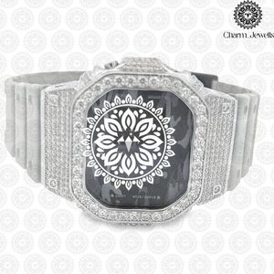 Montre numérique de luxe Charm Jewells, boîtier en acier inoxydable, lunette sertie de diamants, bracelet en silicone, affichage LED de 40 mm, unisexe, mécanique - Product Image 4