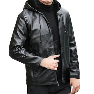 Veste d'hiver confortable en cuir à capuche avec une sensation légère et un intérieur chaud et protecteur - Product Image 3