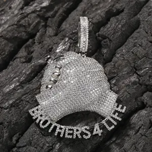 Collar de Joyería para Hombre Personalizado con Colgante de Puño Hip Hop 'Rose Gold Brothers 4 Life' con Micro Pavé de Circonitas Cúbicas y Amuleto de Puño de Poder Plateado, Regalo - Product Image 6
