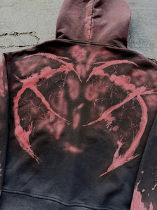 Sudadera con capucha y cremallera para hombre, con estampado gráfico personalizado, de algodón y felpa, estilo urbano, con efecto desgastado y lavado, tipo canguro. - Product Image 4