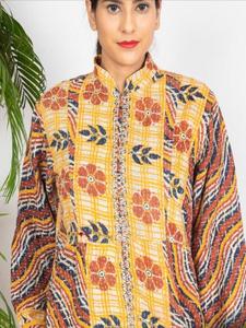 Women's Cotton Quilted Kantha Coat Handmade Indian Block Print <b>Reversible</b> <b>Jacket</b> Bohemian Fashion Wholesale Private Label - Product Image 5