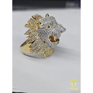 Anillo de Plata de Ley 925 con Cabeza de Animal y Diamantes de Moissanita, Tono Dorado, Joyería de Alta Gama para Compradores Mayoristas - Product Image 6