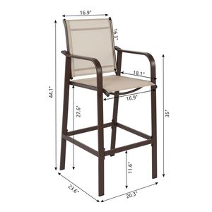 2 sedie da bar da giardino con struttura in ferro battuto marrone e superficie in tessuto beige, eleganti sedute da esterno - Product Image 5