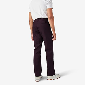 Pantalones Casuales de Pierna Recta para Hombre, Color Morado Oscuro, Cintura Media, Antiarrugas, de Poliéster, Estilo Otoñal, Cierre de Botón - Product Image 4