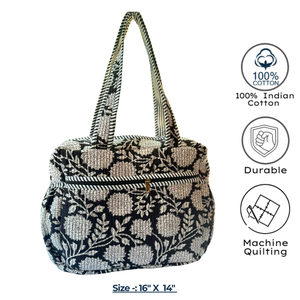 Jaipur Block Print Diaper <b>Bag</b> Cotton Quilted Front Zip Pocket Side 2 pocket Baby Essentials Travel Everyday Carry Sturdy - Product Image 3