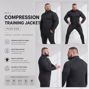 Wholesale Plus Size Training <b>Jackets</b> Men Stand Collar Compression Zipper Muscle Fit Workout Wear <b>Jacket</b> Men Compression <b>Jacket</b> - Product Image 3