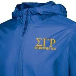 Sigma Gamma Rho <b>Sequin</b> Bomber <b>Jacket</b> SGRho Greek Sorority Gold Blue Sparkle <b>Jacket</b> Womens Greek Apparel - Product Image 5