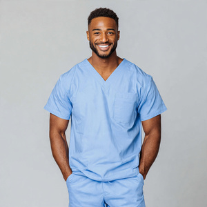 Professional Medical Unisex Knitted <b>Scrub</b> Top with Custom Logo Breathable Comfortable - Product Image 6