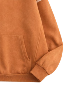 Sudadera con Capucha para Hombre, Color Naranja Quemado, con Rayas en el Pecho, Estilo Casual Urbano, Felpa de Algodón, Bolsillo Canguro, Personalizable - Product Image 5