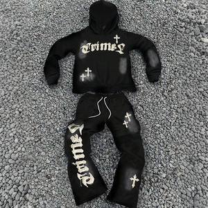 Conjunto Deportivo Informal de Algodón Personalizado OEM, Sudadera con Capucha y Estampado Digital, Conjunto de 2 Piezas para Hombre, Tallas Grandes - Product Image 1