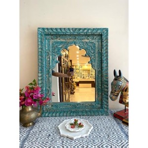 Hand-Painted Sheesham Wood <b>Mirror</b> Frame 20x20 Inch Wholesale Moradabad - Product Image 2