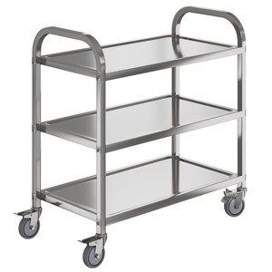 Chariot de service à 3 niveaux en acier inoxydable avec roulettes |   Chariot de cuisine en gros - Product Image 2
