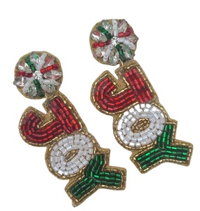 JOY Vintage Beaded Dangle Earrings Patriotic Orange White Blue for Women for Weddings or <b>Memorial</b> Day - Product Image 1