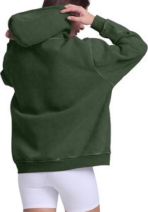 Sweat-shirt à capuche streetwear pour femme, couleur unie, 100 % coton tricoté, respirant, manches longues, avec poches, service OEM hiver - Product Image 5