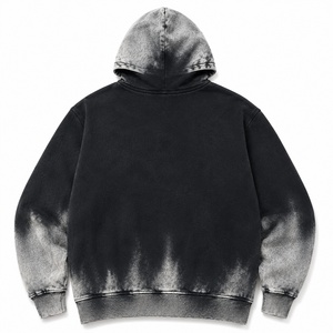 Custom Logo Hooded Sweatshirt <b>Men</b> Oversized Washed Black Cotton Streetwear <b>Pullover</b> with Pocket Front Print - Product Image 5