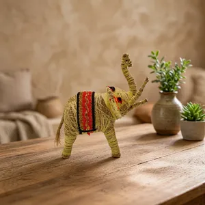 Handcrafted Coconut Coir <b>Elephant</b> Figurine – Eco-Friendly Natural Fiber Animal Showpiece for Home Decor & <b>Gifting</b> - Product Image 5