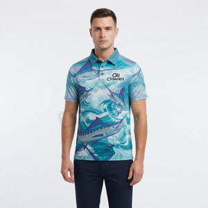 เสื้อโปโลตกปลาแขนยาวสำหรับทีม พิมพ์ลายดิจิตอลตามสั่ง ผ้าโพลีเอสเตอร์ 100% ป้องกันรังสียูวี UPF 50+ แห้งเร็ว - Product Image 4