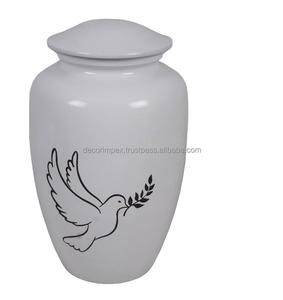 Urne funéraire en métal finition blanche pour cendres humaines Urne décorative en métal pour application adulte urne funéraire - Product Image 4