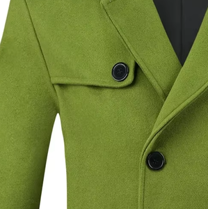 <b>Men's</b> Green Woolen <b>Double</b> <b>Breasted</b> Overcoat Notched Lapel Knee Length Warm Winter <b>Coat</b> OEM ODM Wholesale Manufacturer - Product Image 3