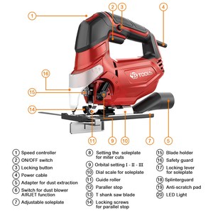 Sierra Caladora Profesional con Certificación GS/CE, 800W, Velocidad Variable, Carrera de 25mm, Precisión - Product Image 2