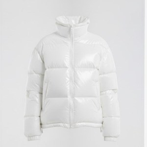 <b>White</b> Quilted Puffer <b>Jacket</b> <b>Women</b> Winter Stand Collar Full Sleeve Zipper Closure Thick Polyester Wadding Outerwear - Product Image 1