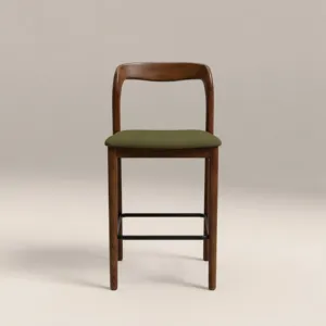 Taburete de Cocina de Madera SINTERIOR en Verde Musgo y Nogal, Modelo MADELEINE - Product Image 1