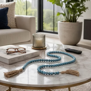 Stylish Home Interior Style Premium Black Resin <b>Beaded</b> Garland Table Decor - Product Image 1