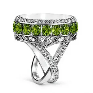 Bague Cocktail Moderne de Luxe Vintage Roy Diamond en Argent 925 avec Diamant de Laboratoire, Plaqué Rhodium, Sertissage Pavé, Bijou Femme, Cadeau - Product Image 1