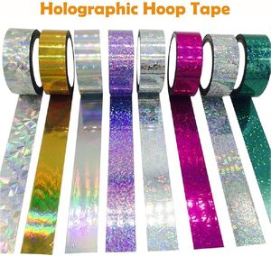 Holographic Rainbow Reflective Deterrent Tape Silver <b>Flower</b> Pattern Waterproof Self Adhesive Iridescent Masking Tape for Crafts - Product Image 3